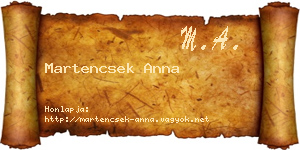 Martencsek Anna névjegykártya