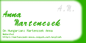 anna martencsek business card